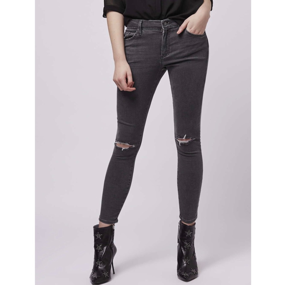 TOPSHOP Dark Gray Leigh Skinny Jeans
